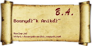 Bosnyák Anikó névjegykártya